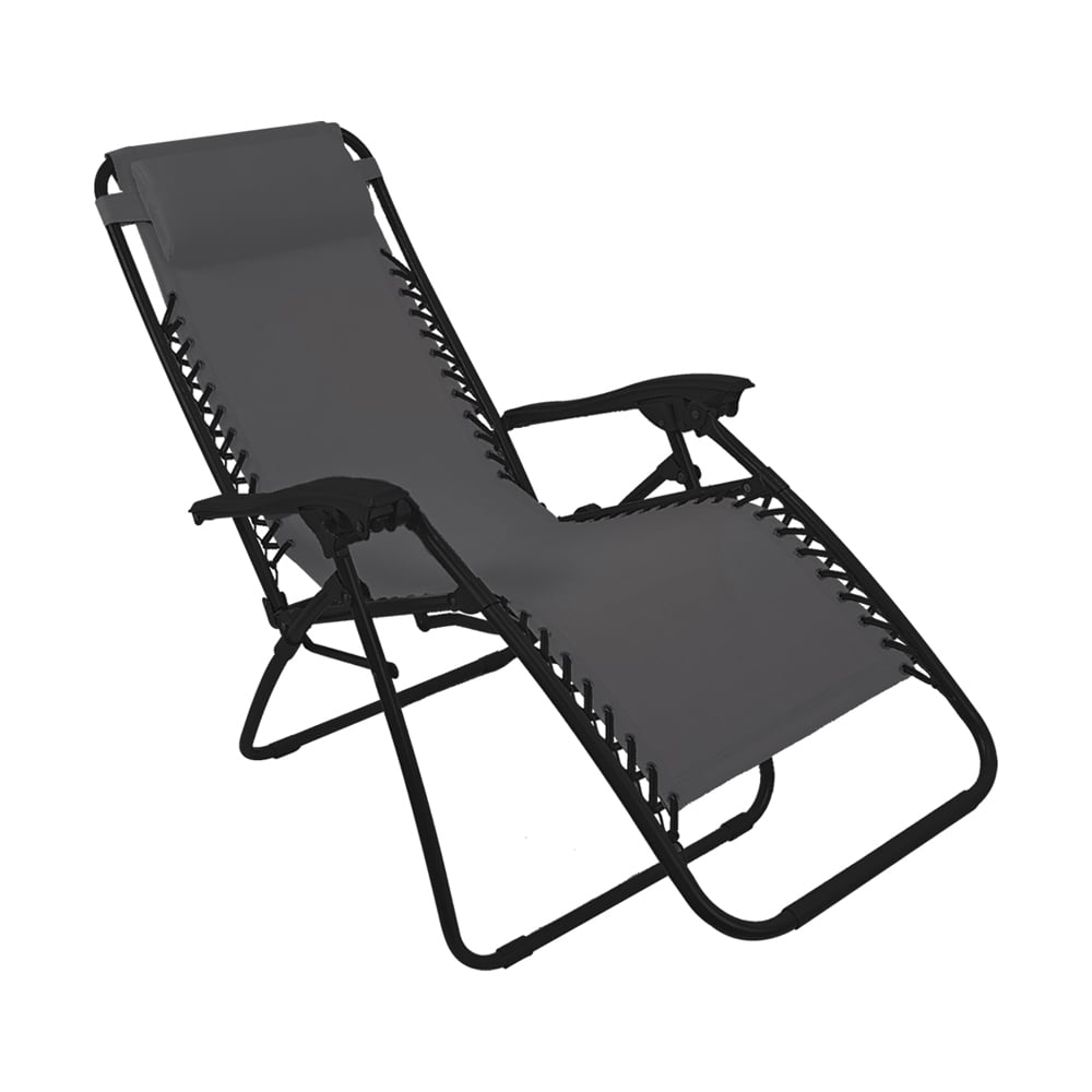 Bali Valencia Folding Sun Lounger Zero Gravity Reclining Sun Lounger - Grey