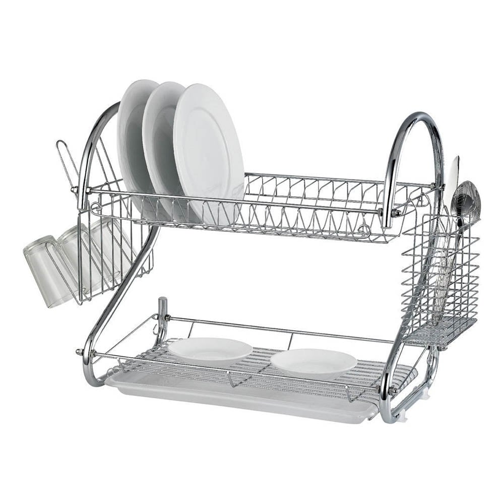 Lewis's 2 Tier Dish Drainer for Kitchen Sink - Chrome