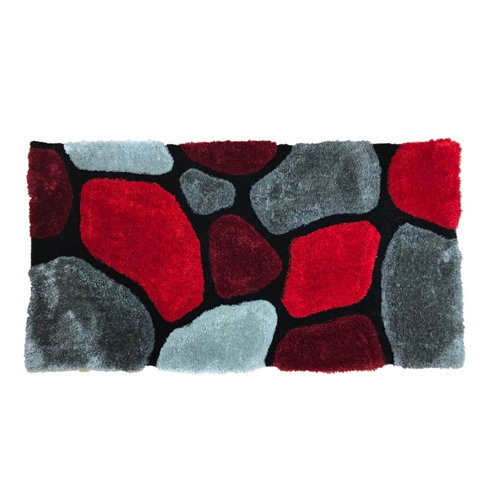Pebble Design Rug - Grey/Red