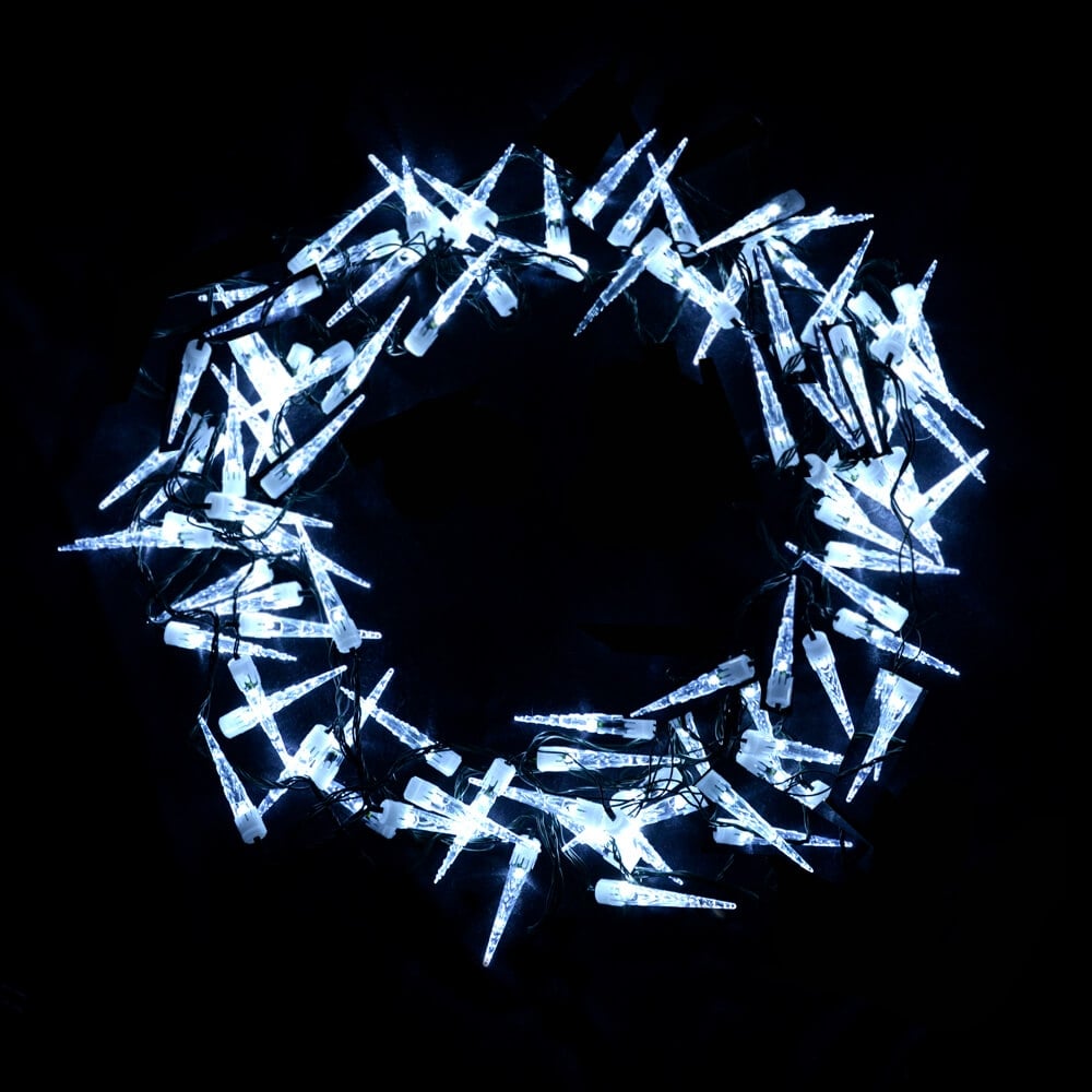 Christmas Sparkle Icicle Sculpture Lights x 100 Bright White LEDs - Mains Powered