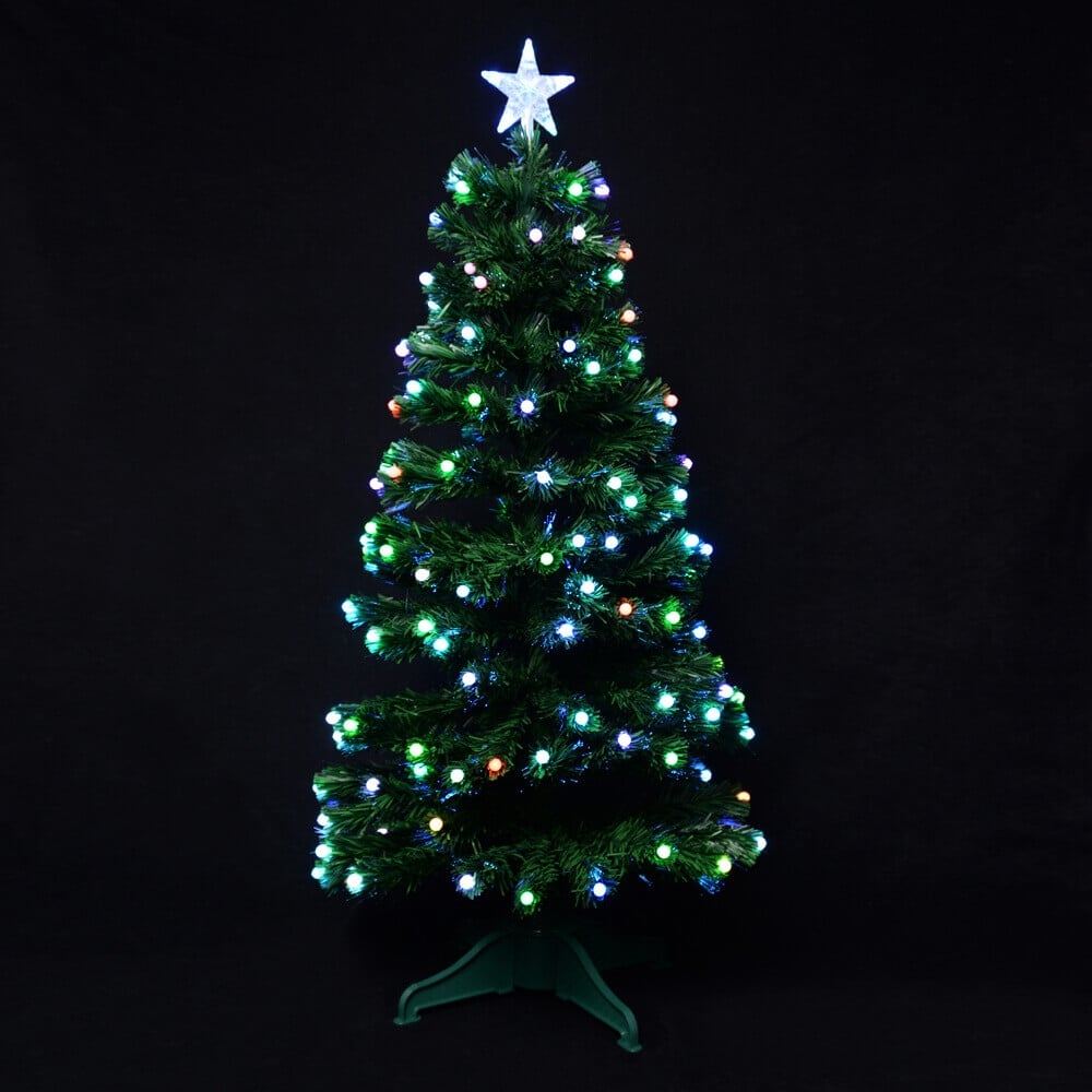 Christmas Sparkle Fibre Optic Christmas Tree with Colour Changing LED Berries 4ft 1.2m