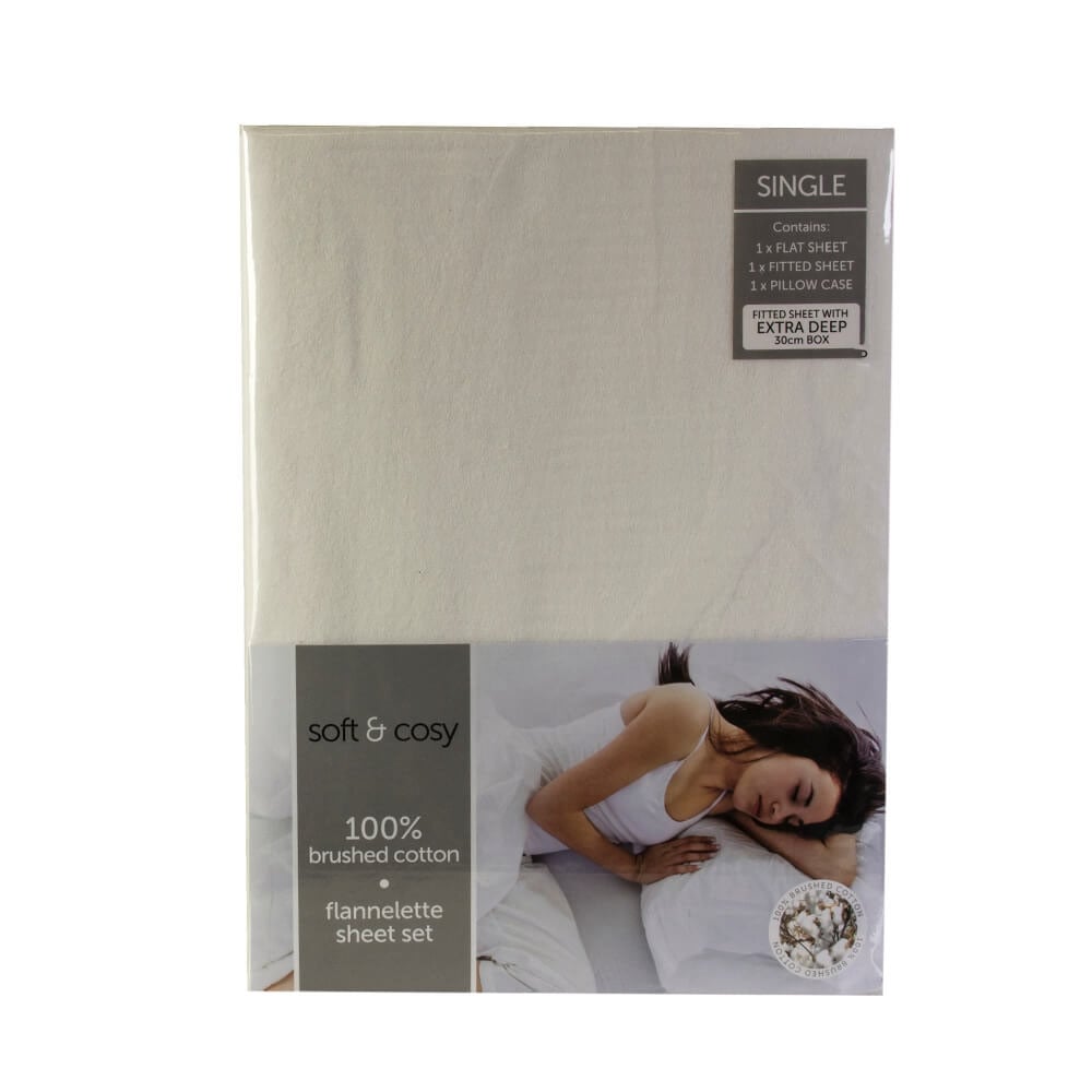 Brushed Cotton Sheet Set - White
