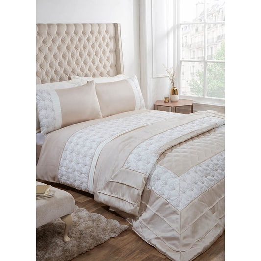 Freya Luxury Embroidered Duvet Cover Set - Champagne