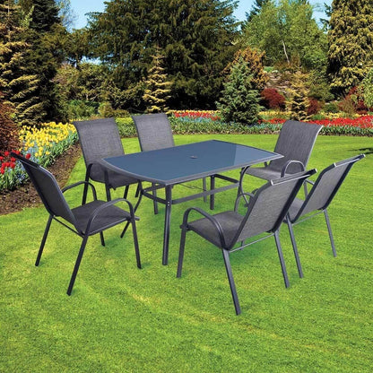 Silver & Stone Bali Garden Furniture 7 Piece Dining Set - Grey