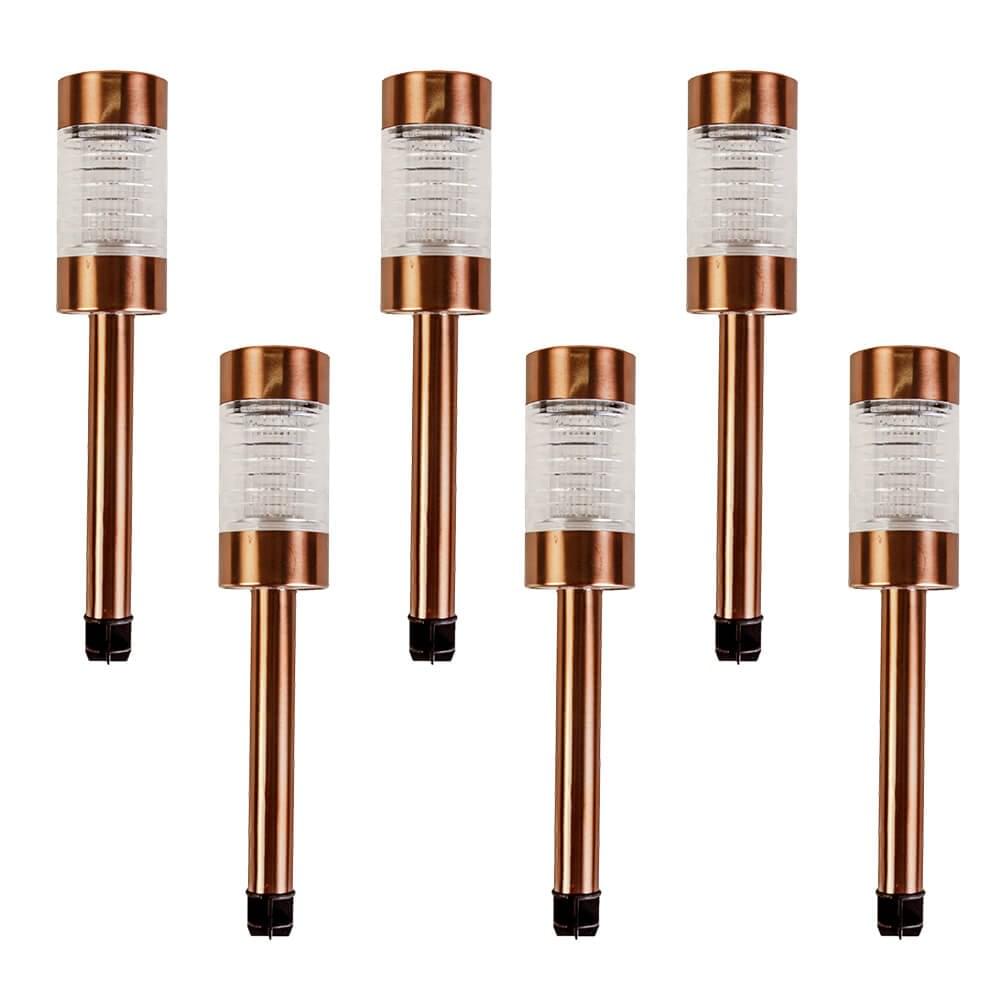 Silver & Stone Solar Powered Bronze Copper Post Lights Pack of 6 with Colour Changing LEDs