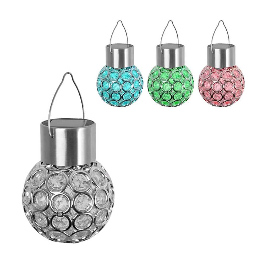 Silver & Stone Solar Hanging Light Moroccan Beaded Globe