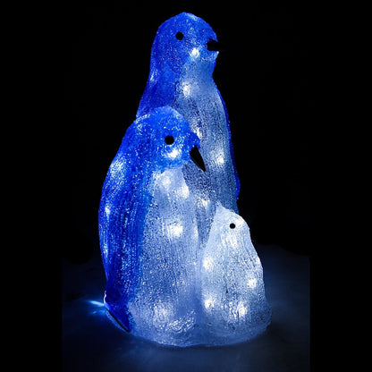 Christmas Sparkle Indoor Acrylic Penguin Family 40cm with 60 Super Bright White LEDS 30x23x40cm