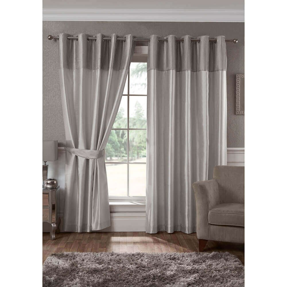 Geneva Faux Silk Eyelet Curtains - Silver