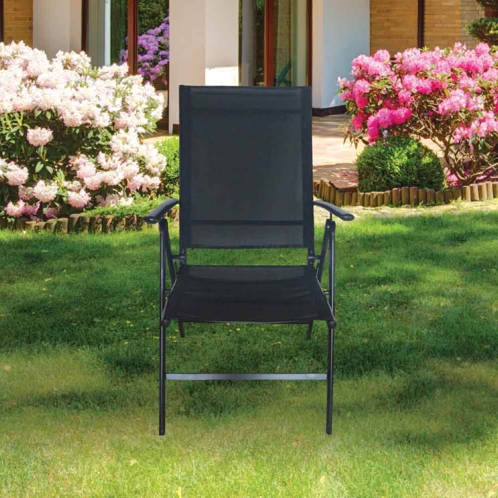 Adjustable Black Garden Chair - Reclining Garden Chair - Garden Furniture, Black, Folding Chair, Garden Chairs, Deck Chair, Patio Chairs, Garden Accessories Outdoor