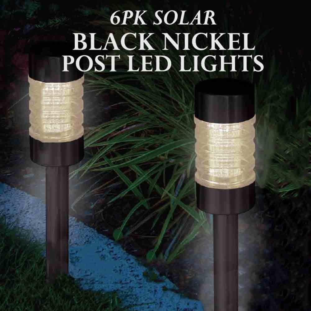 Black Nickel Solar LED Post Lights for Outdoor Use | Solar Lights Outdoor Garden Outdoor Lighting Path Lights [Pack of 6]