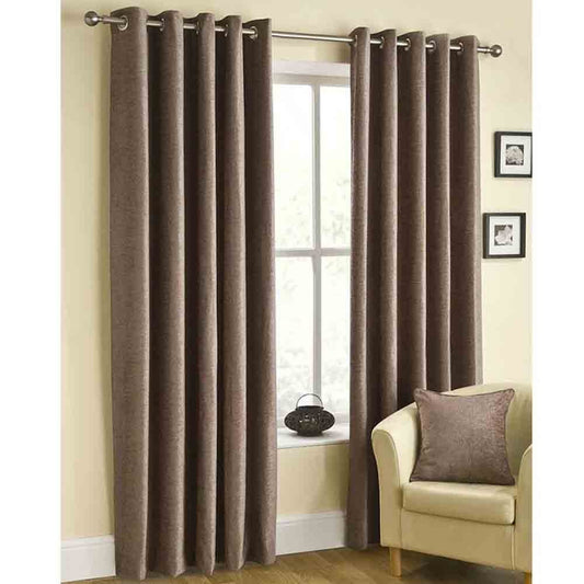 Buckingham Chenille Eyelet Curtains - Mink