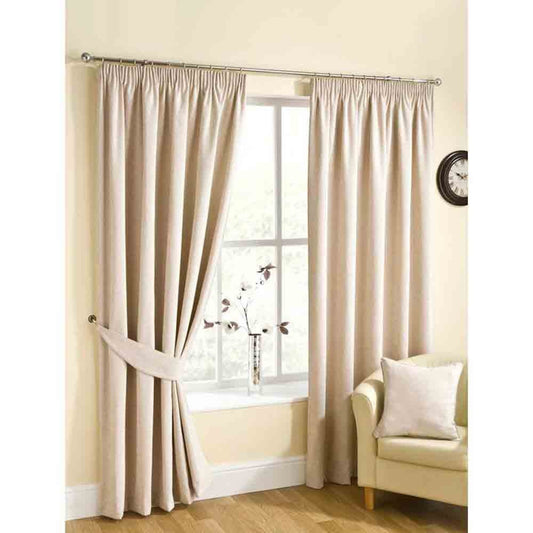 Buckingham Chenille Tape Curtains - Ivory