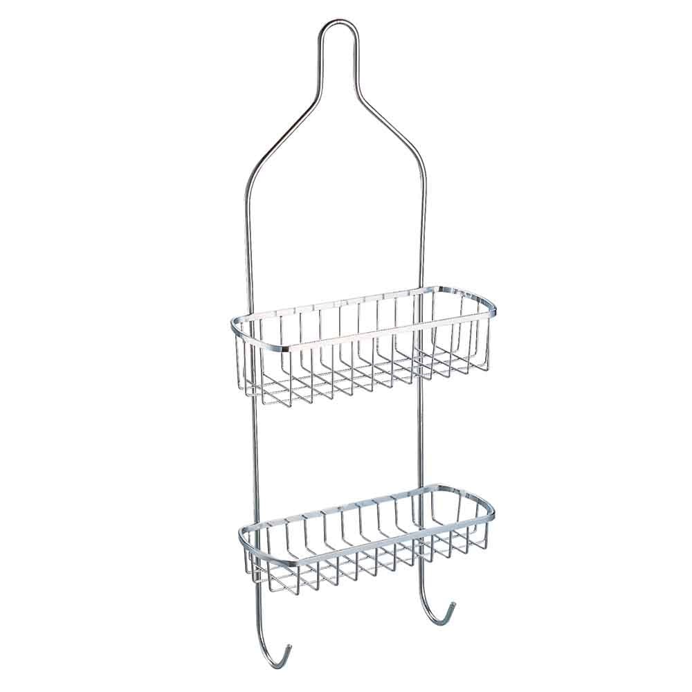 2 Tier Chrome Shower Caddy Bathroom Storage Organiser Basket Tray Shelf Rack