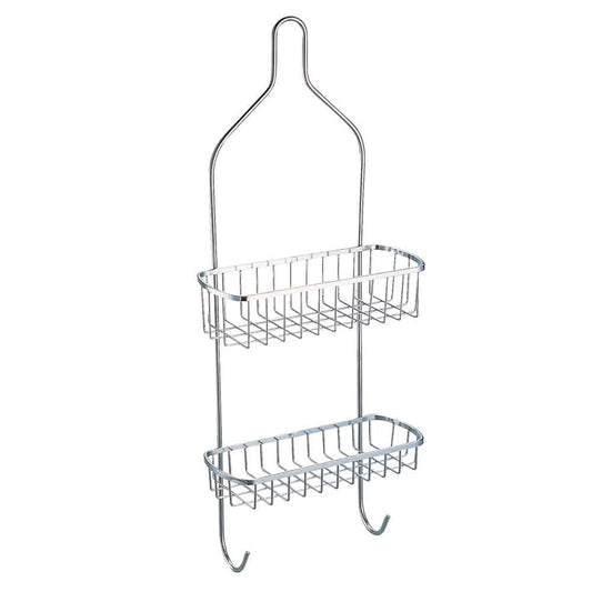 2 Tier Chrome Shower Caddy Bathroom Storage Organiser Basket Tray Shelf Rack