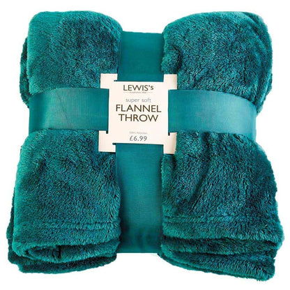 Plain Super Soft Flannel Throw - Teal