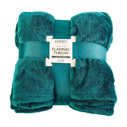 Plain Super Soft Flannel Throw - Teal