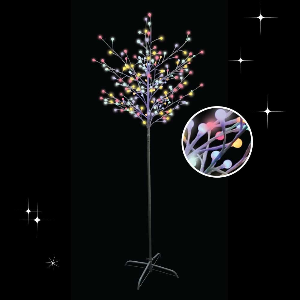 Christmas Sparkle Berry Blossom Tree 6' with 200 White & Multi Coloured LEDs