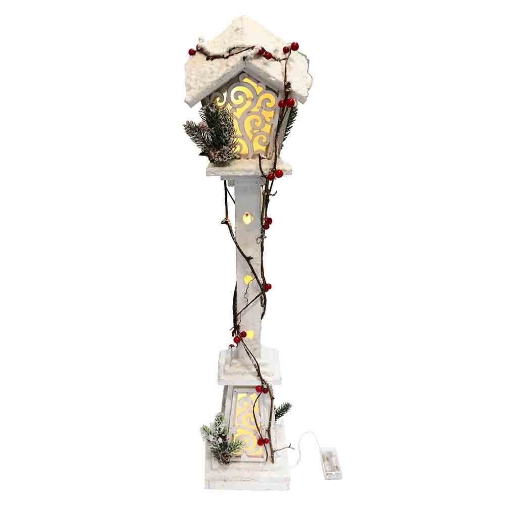Christmas Sparkle Wooden Light Up Lamp Post 80cm with 20 LED Lights
