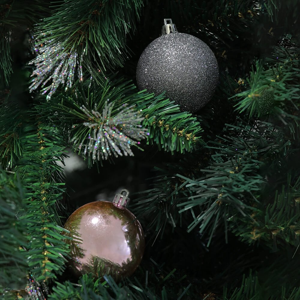 Pink and Grey 6 Pack Christmas Bauble Decoration