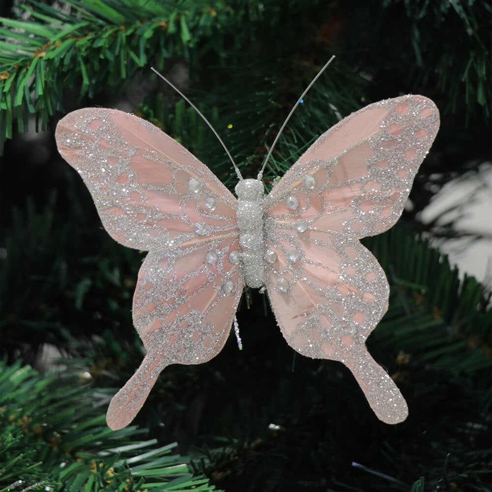 3 Pack Feather Butterflies - Pink