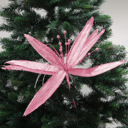 Christmas Sparkle Super Flower Decoration Glitter 45cm in Blush Pink