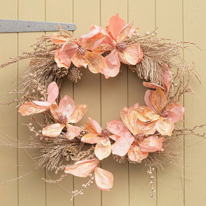 Glittered Pinecone and Magnolia Flower Wreath