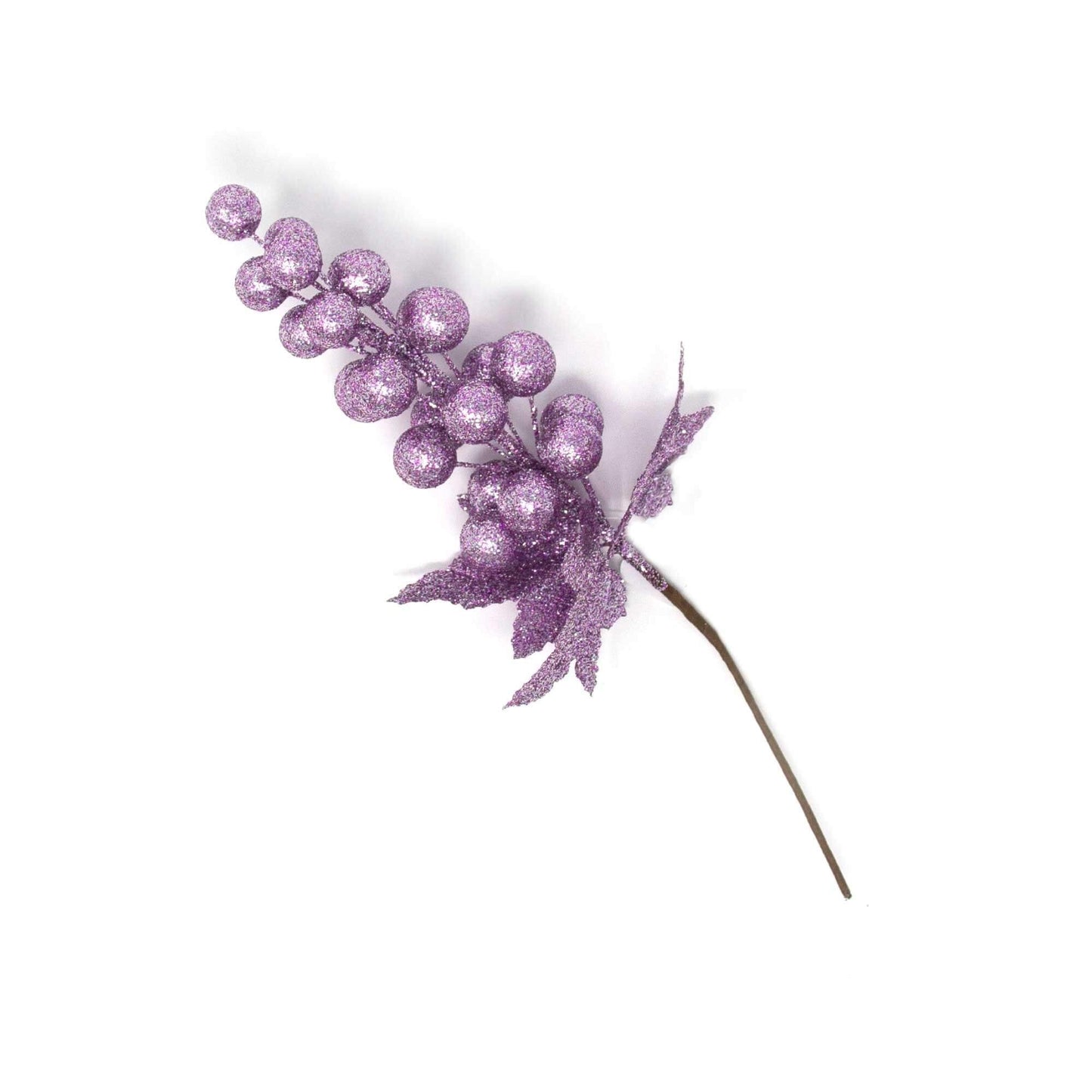Christmas Sparkle Glittered Grape Stem Pick 28cm in Violet