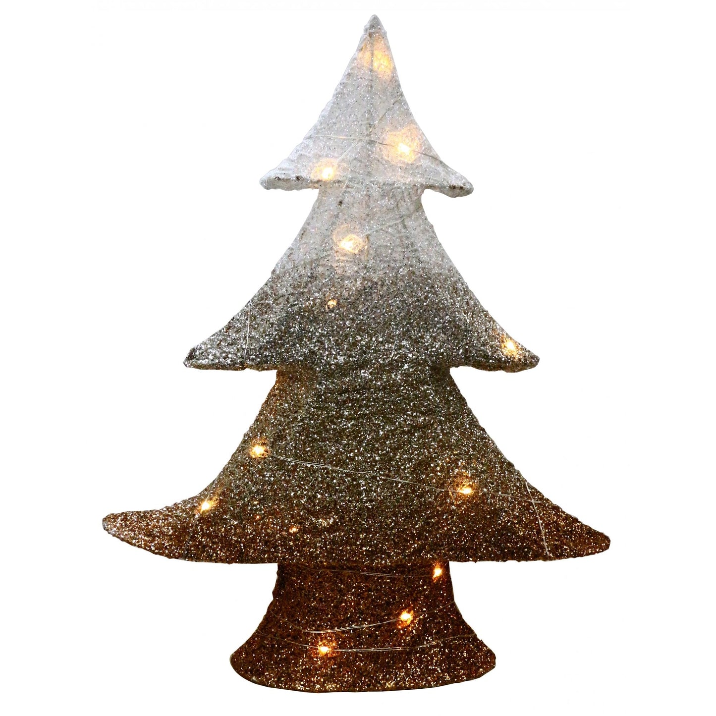 White Champagne Glitter LED Light Ombre Tree Decoration Christmas Xmas Festive