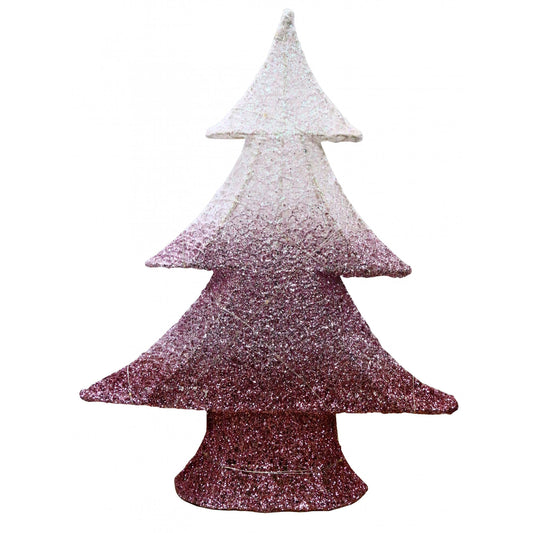 White Pink Glitter LED Light Up Ombre Tree Decoration Christmas Xmas Festive