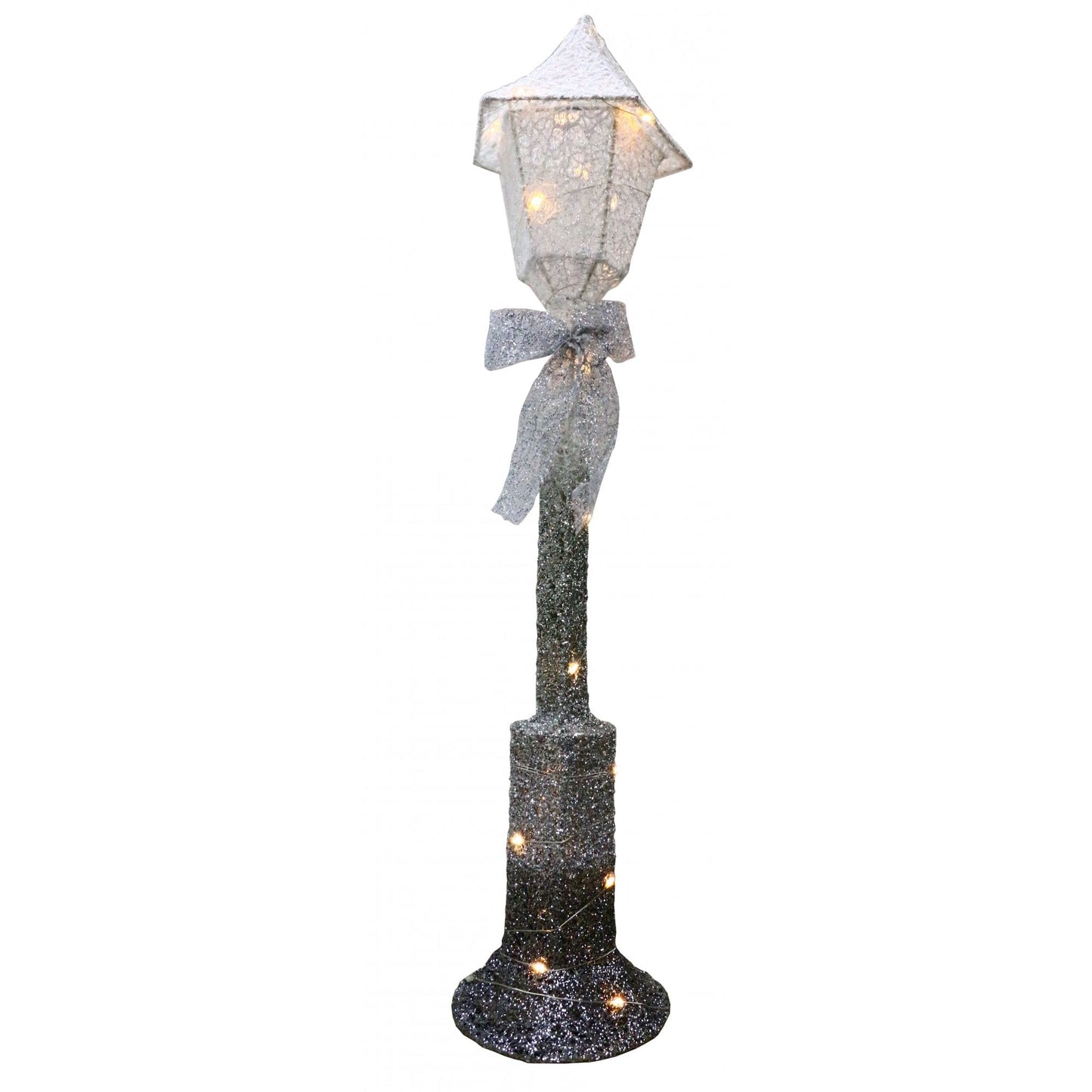 LED Light Up Ombre Silver Glitter Lamppost