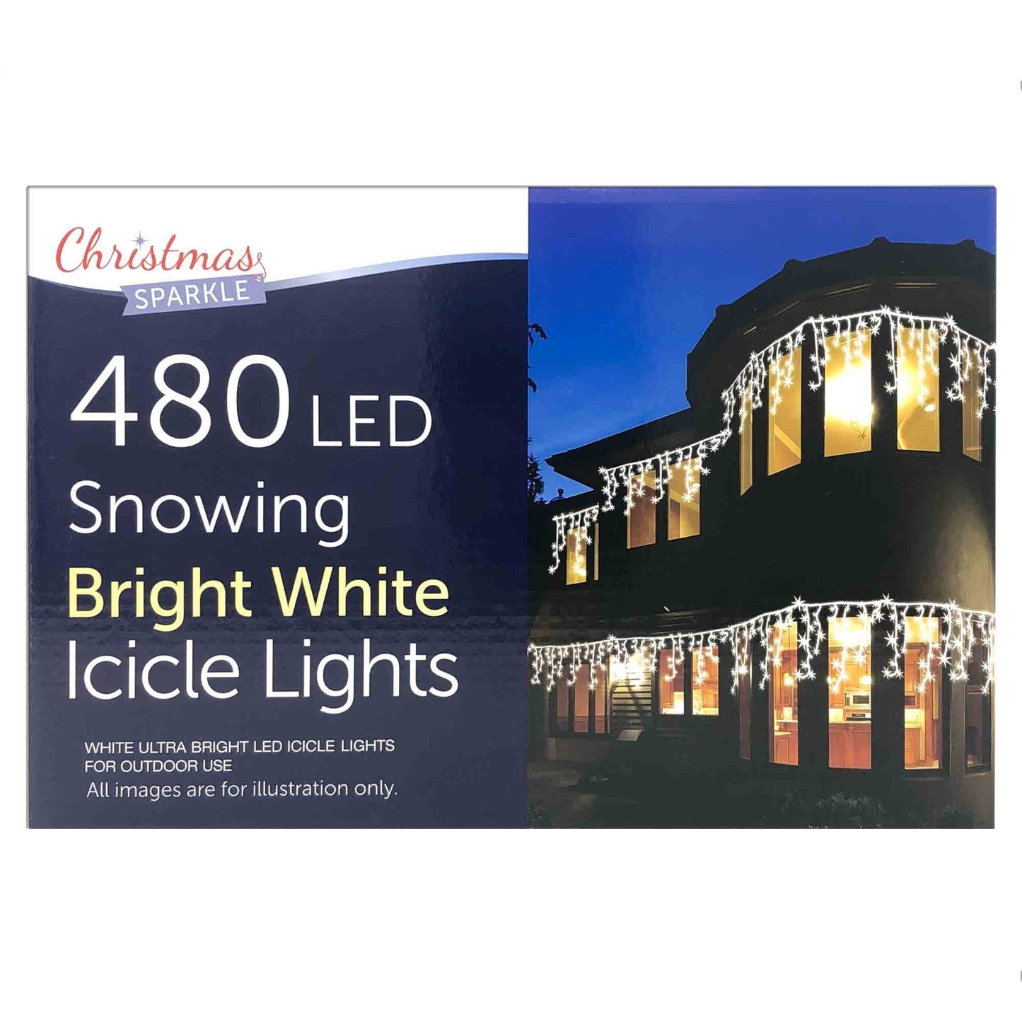 Christmas Sparkle Outdoor Snowing Icicles x 480 White LEDs - Mains Operated