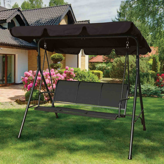 Silver & Stone Bali Black 3 Seater Hammock Swing Seat 110 x 170 x 153cm