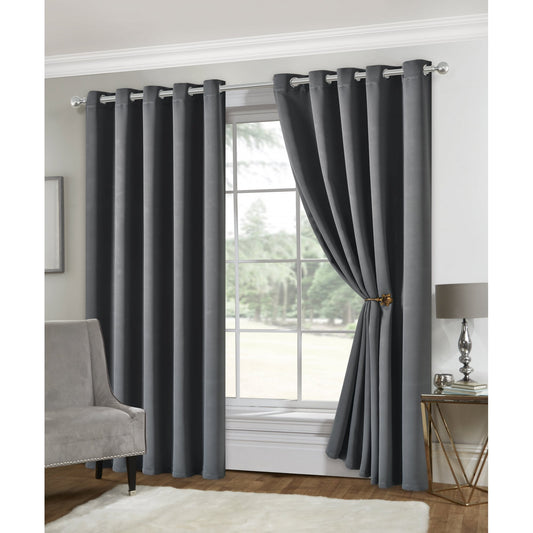 Eclipse Soft Touch Blockout Eyelet Curtains - Grey