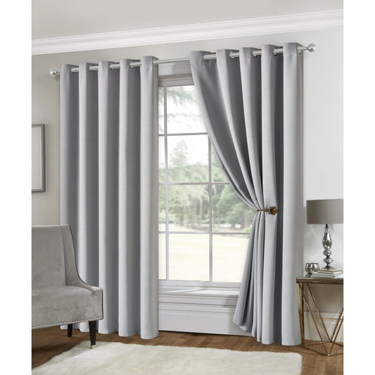 Eclipse Soft Touch Blockout Eyelet Curtains - Silver