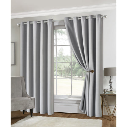 Eclipse Soft Touch Blockout Eyelet Curtains - Silver