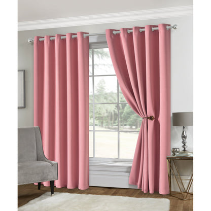 Eclipse Soft Touch Blockout Eyelet Curtains - Blush