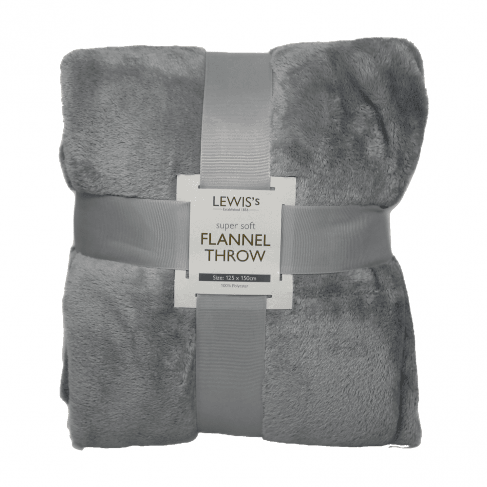 Plain Super Soft Flannel Throw - Silver