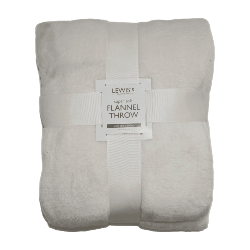 Plain Super Soft Flannel Throw - Cream