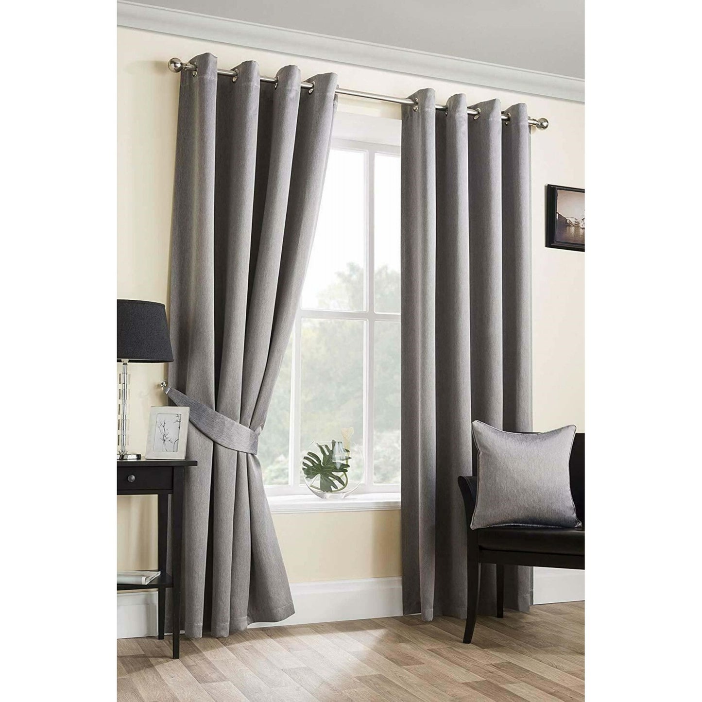 Twilight Blackout Eyelet Curtains - Grey