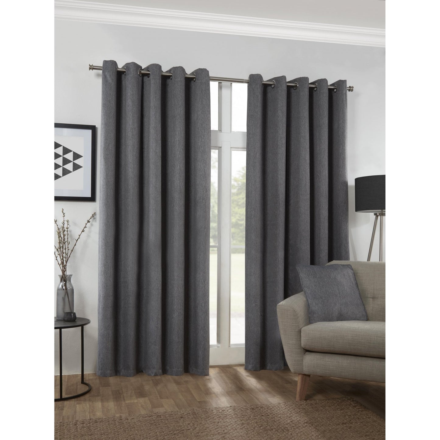 Twilight Blackout Eyelet Curtains - Black