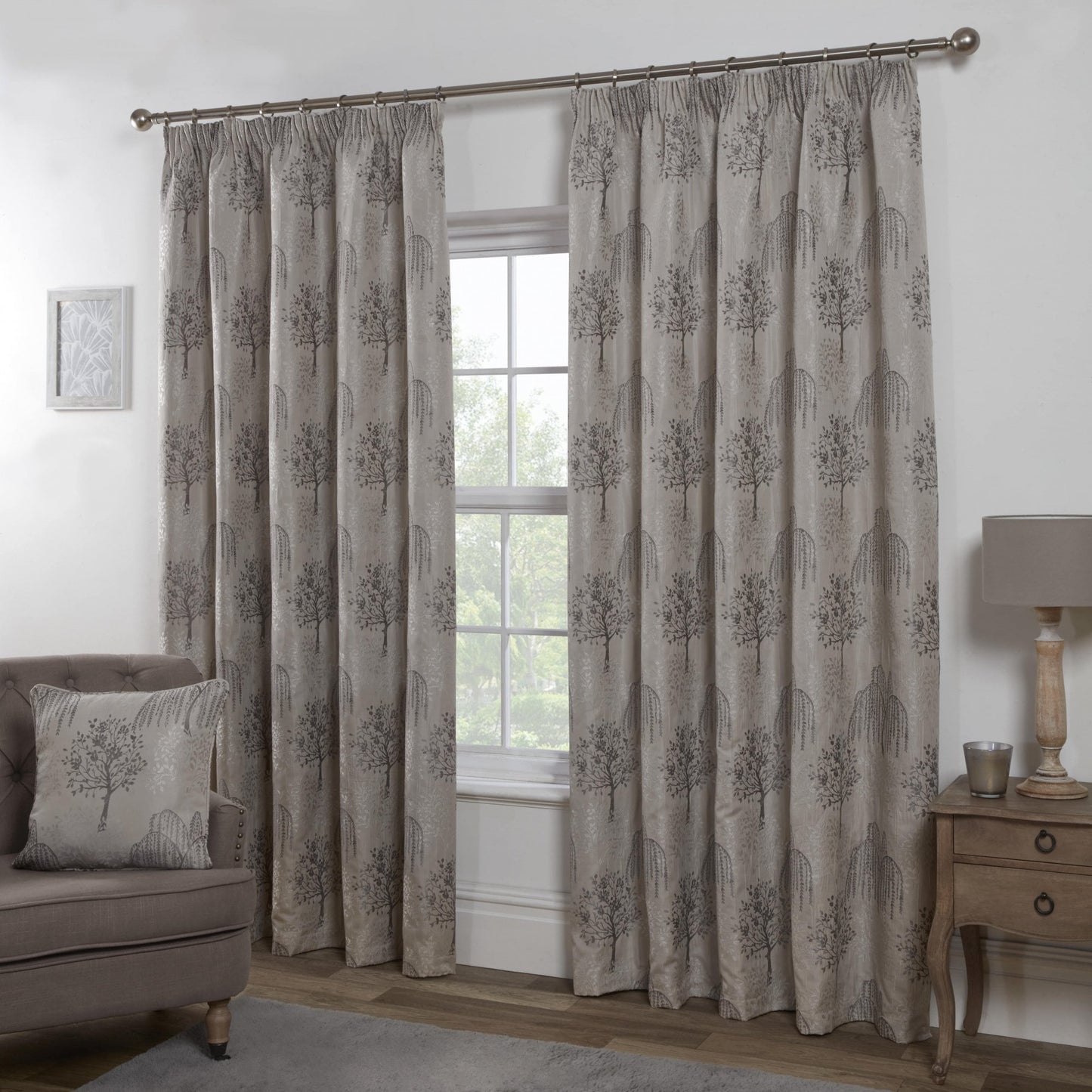 Orchard Tape Patterned Curtains - Silver