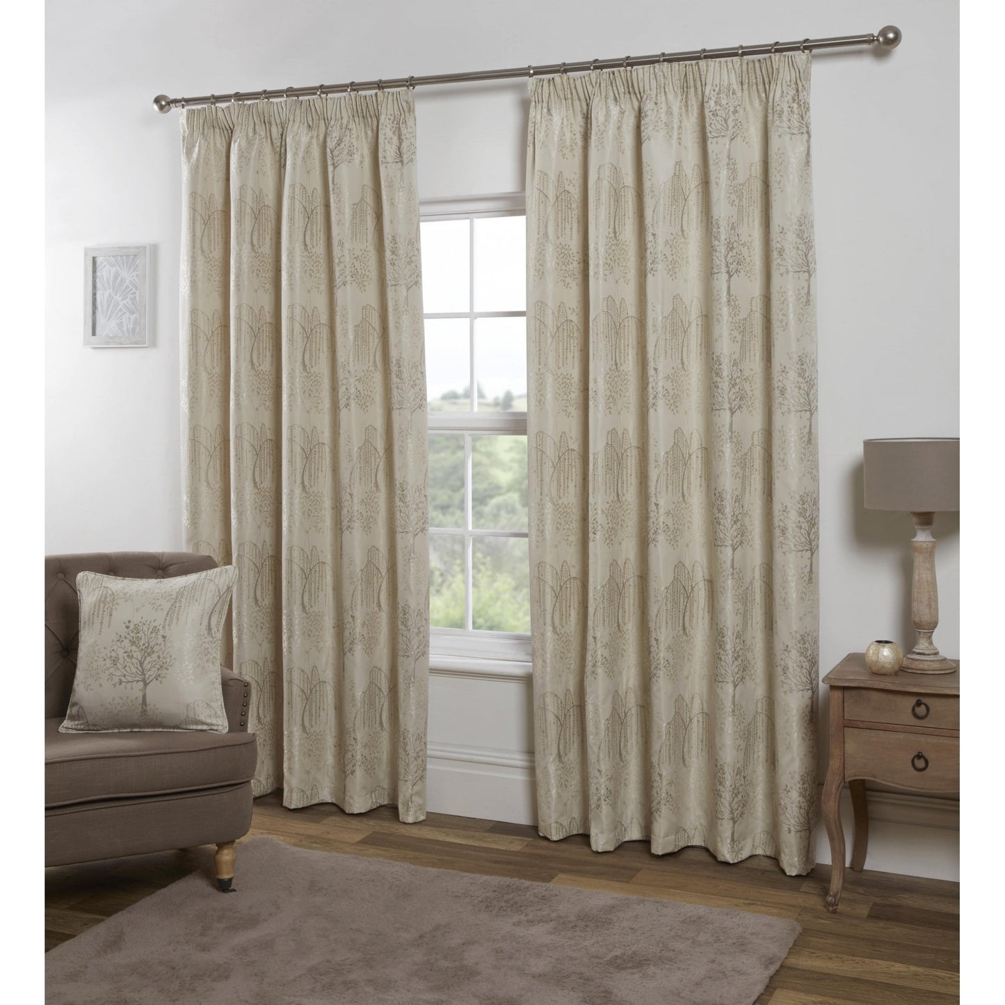 Orchard Tape Patterned Eyelet Curtains - Ivory