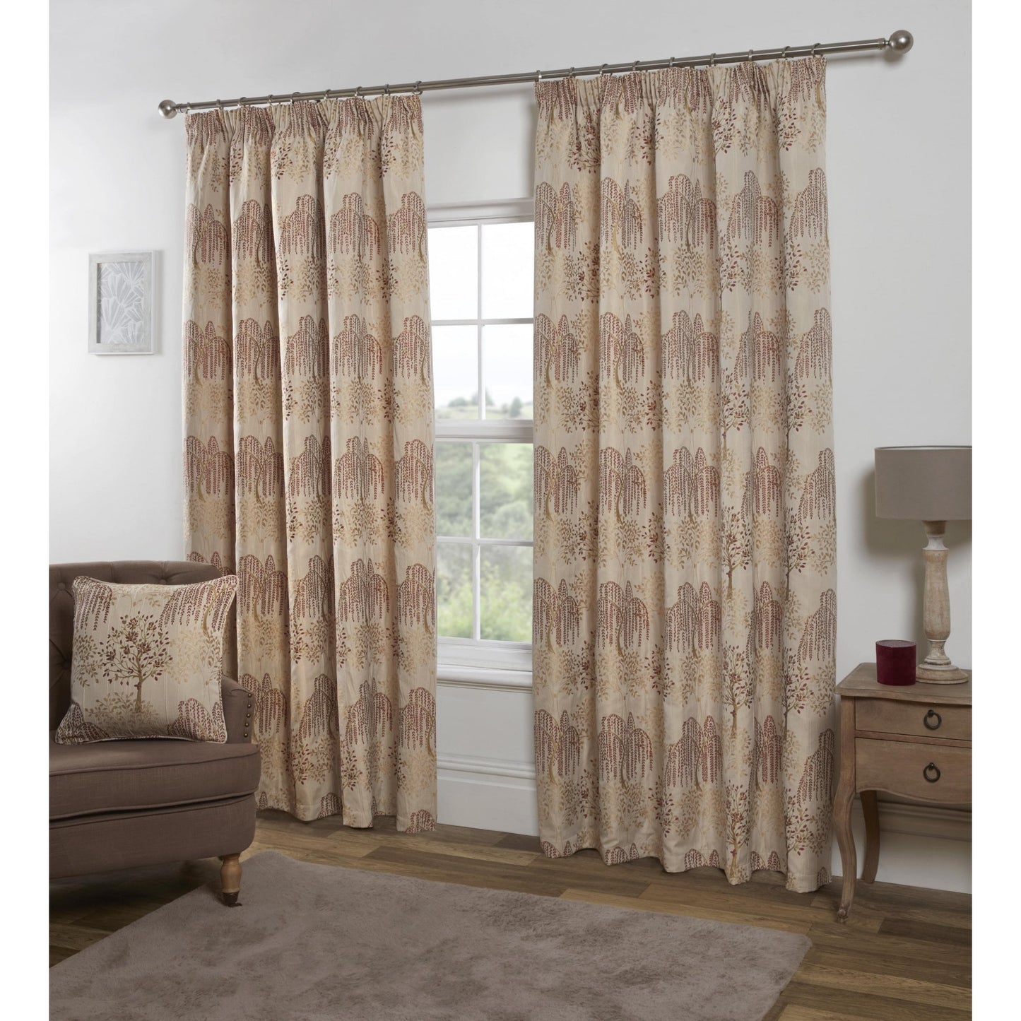 Orchard Tape Patterned Curtains - Chintz