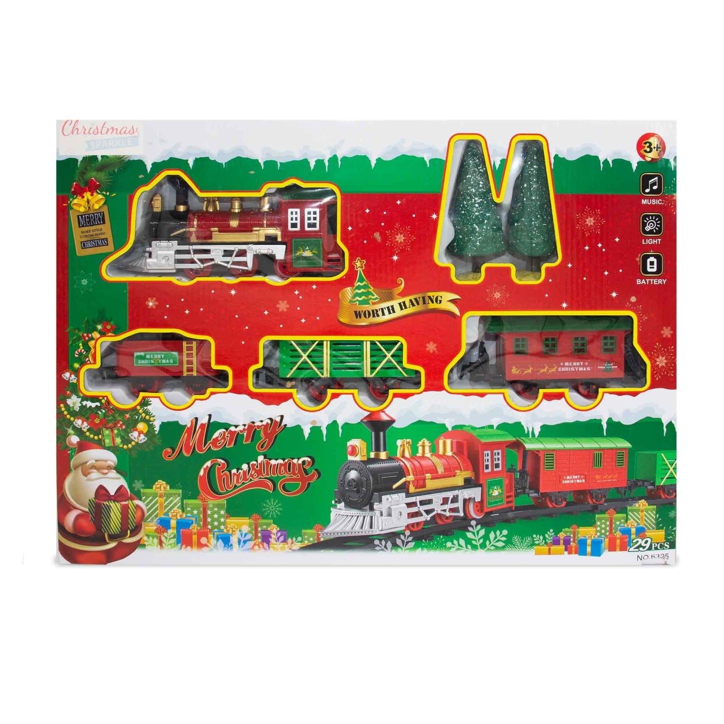 Christmas Sparkle Classic Train 29 piece Set with Lights and Music - Battery Operated