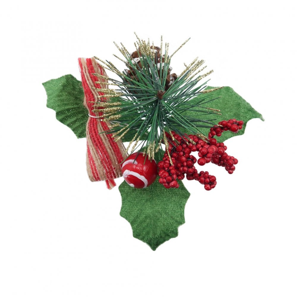 Christmas Sparkle Berry Pine Pick in Black Box 16cm - Red Nordic