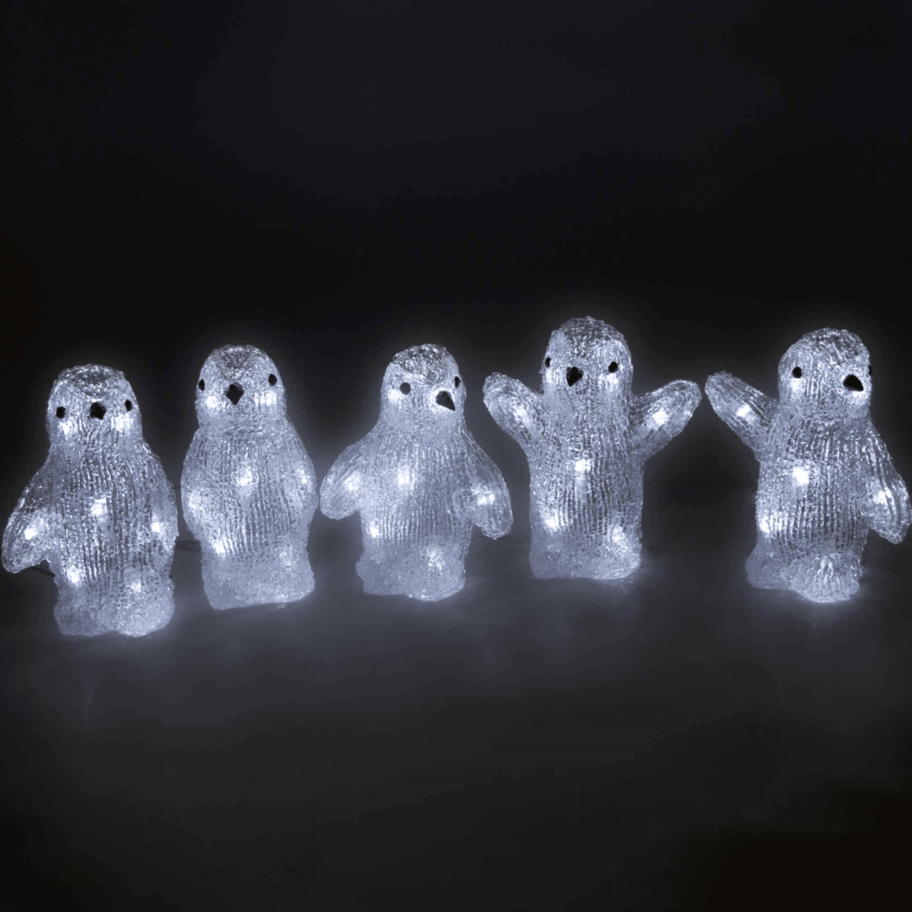 Christmas Sparkle Acrylic Baby Penguins x 4 15cm with 40 White Lights