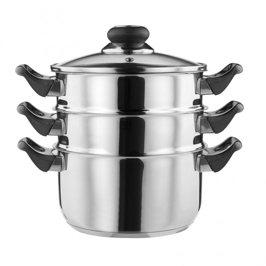 Lewis's 3 Tier Steamer Pans With Glass Lid