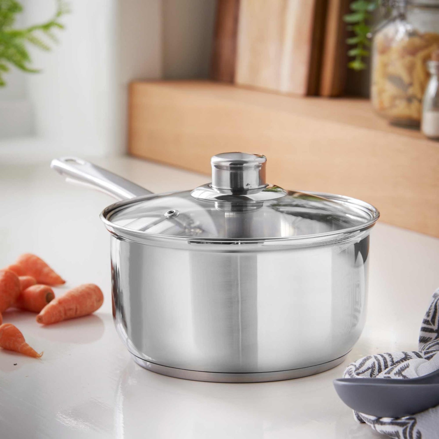 Lewis's Stainless Steel Mirror Finish Saucepan & Lid