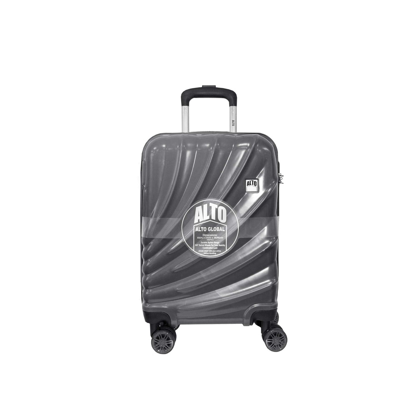 Alto Global Gloss ABS Luggage Suitcase Charcoal - 3 Sizes - 20 24 and 28inch