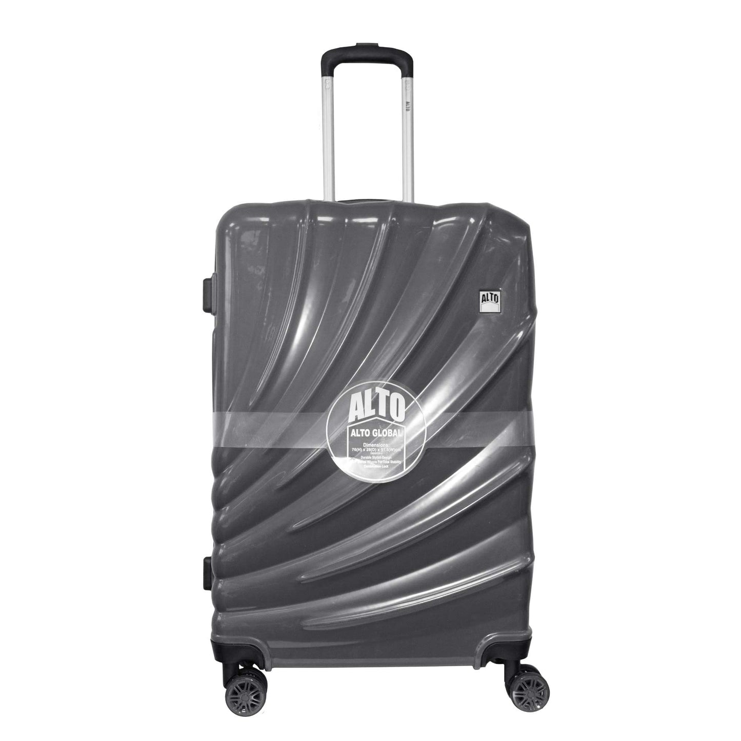 Alto Global Gloss ABS Luggage Suitcase Charcoal - 3 Sizes - 20 24 and 28inch